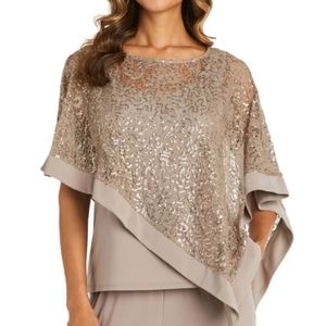 R & M Richards Asymmetric Poncho Color Mocha